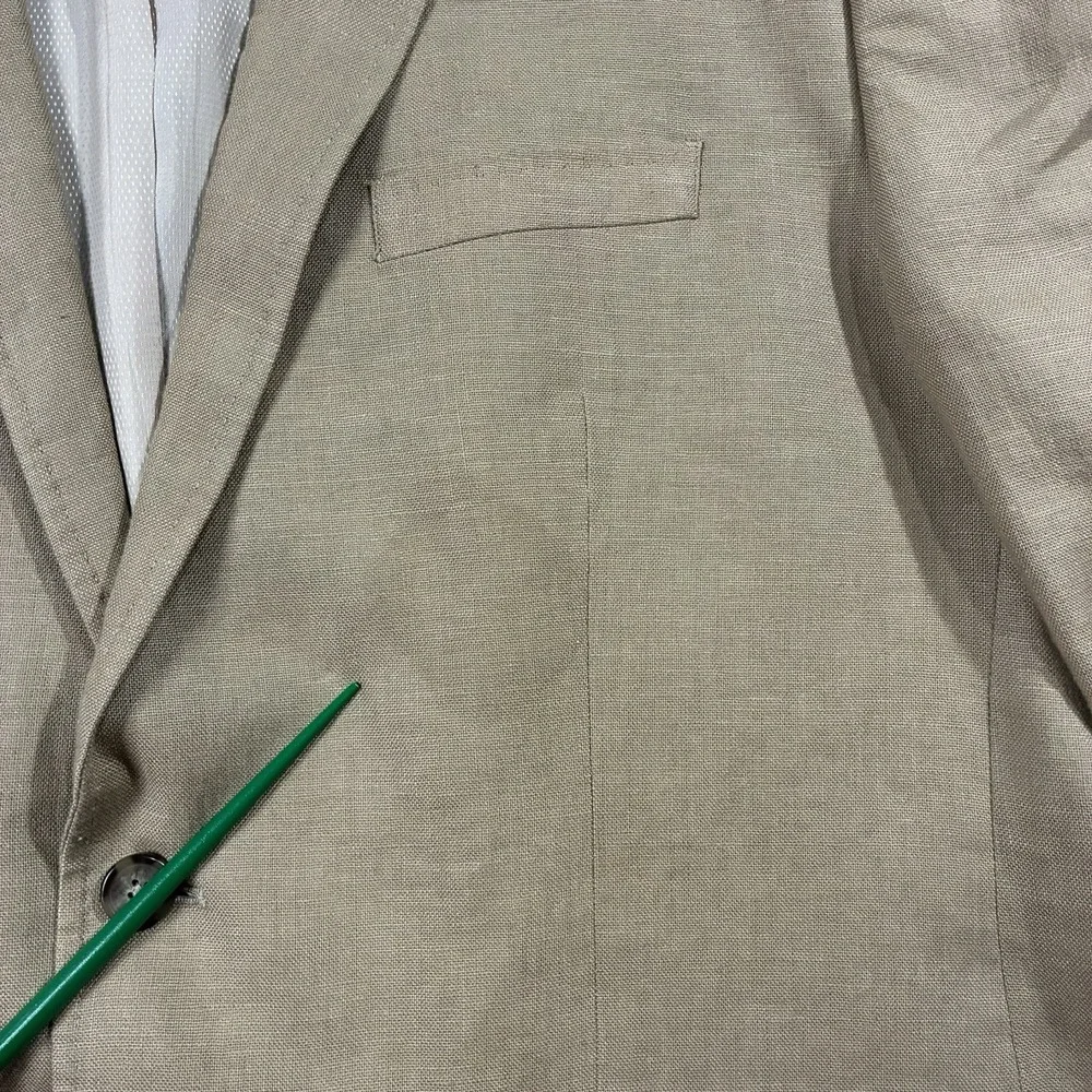 Murano Baird McNutt Linen Blazer Single Breasted Tan Mens XL Quiet Luxury Resort